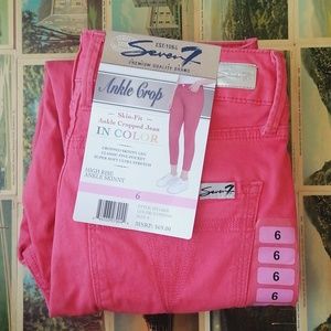 NEW Size 6 Seven7 Cropped High Rise Skinny Ankle Jeans (Cayenne)